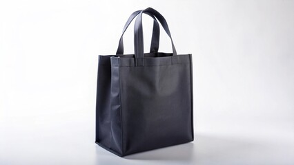 black reusable goodie bag made from spunbond fabric displayed on a clean white background for eco-friendly promotional purposes
