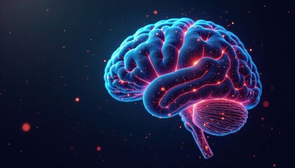 Abstract brain mesh within glowing digital grid , processing, connections