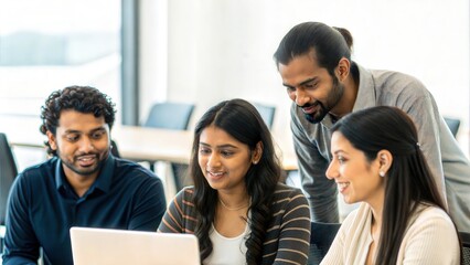 Indian Student Team Collaborating in Conference

