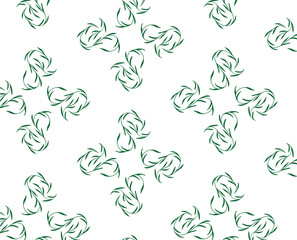 Seamless floral pattern with lush Green Leaves and elegant Hand-Drawn Branches. Delicate botanical ornament for textile, wallpaper, wrapping. Flat minimal vector illustration.