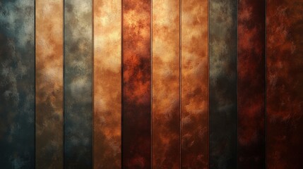 An abstract background featuring vertical metallic panels with a mix of warm copper and cool blue tones, showcasing a textured surface, wallpaper.