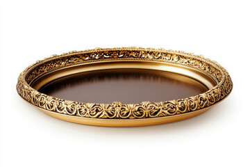 Stylish decorative tray isolated on white background.