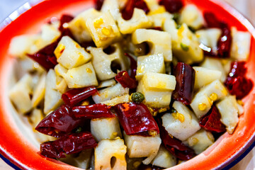 Sichuan style lotus root cubes