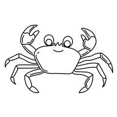 Crab line art ideal for seafood restaurant logos, marine themed designs, or educational materials. Classic and versatile crustacean illustration