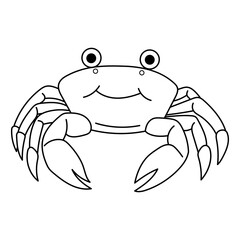 Crab line art ideal for seafood restaurant logos, marine themed designs, or educational materials. Classic and versatile crustacean illustration