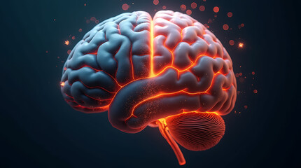 A Close-Up Top-Down View of a Human Brain Divided into Two Halves