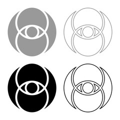Vesica piscis eye gold sacred geometry symbol set icon grey black color vector illustration image solid fill outline contour line thin flat style