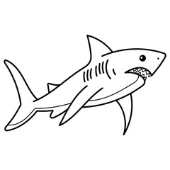 Shark a striking black and white drawing of a powerful predator. Perfect for marine life designs, ocean themed projects and coloring book for kids