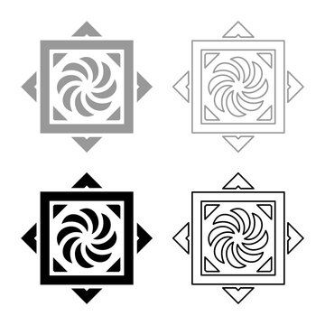 Armenian Arevakhach Neo paganism symbol sunny cross solar mythology Hetanism Armenian neo powder heathenism Eternity sign pumpkin set icon grey black color vector illustration image solid fill 