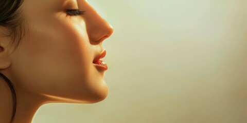 Serene Profile of Woman with Soft Light and Gentle Expression