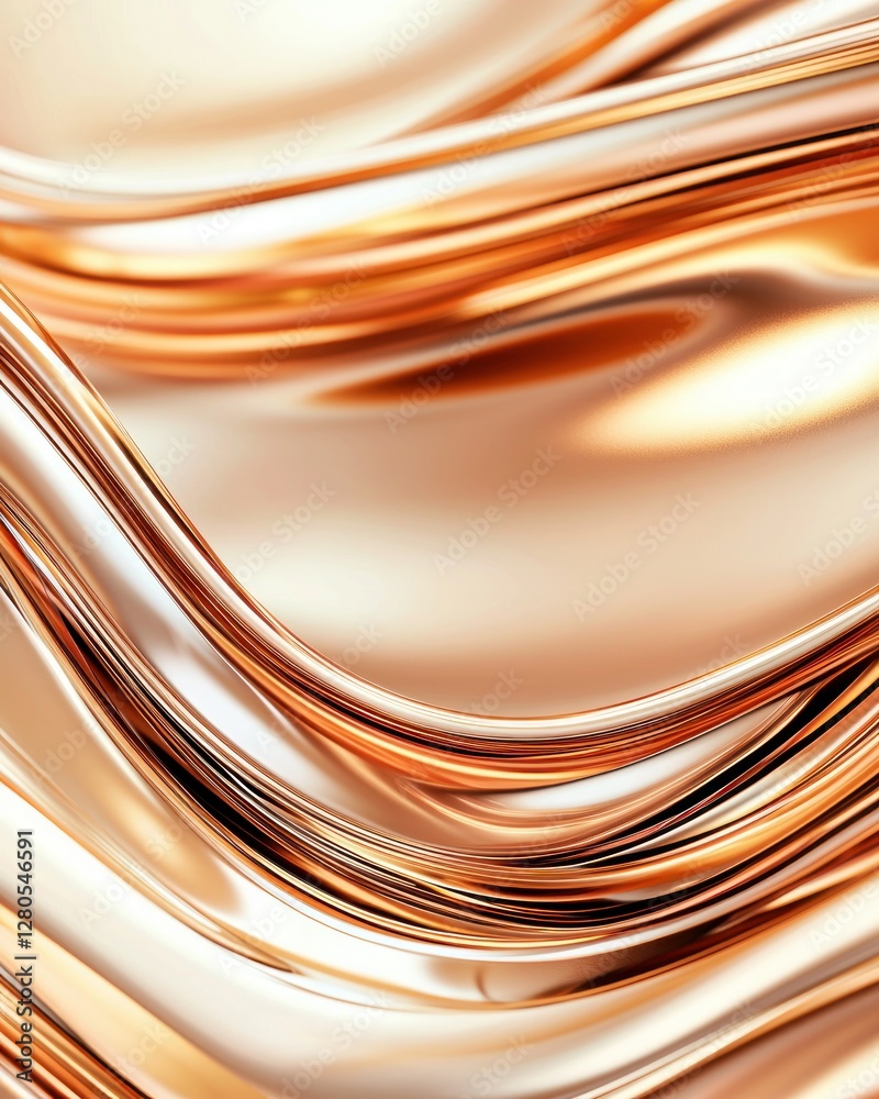 Poster Smooth Metallic Surface with Elegant Curves and Warm Tones