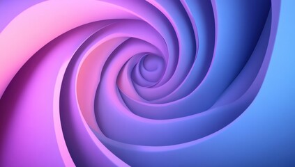 Abstract swirling pastel pink and blue 3D spiral.