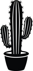 Cactus in a pot isolated premium vector art, cactus in a pot silhouette vector art, cactus in a pot line art vector illustration
