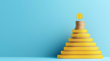 Funnel concept. Business Funnel Concept with Floating Coins Dropping on Pyramidal Shape