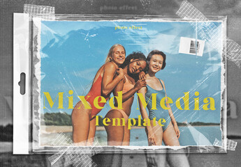 Mixed Media Torn Paper Template Plastic Cover Photo Effect