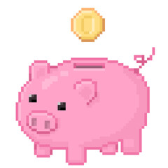 Pixel illustration of a piggy bank