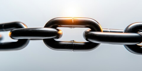 Obraz premium Black Metal Chain Link Connected in Bright Overexposed Light