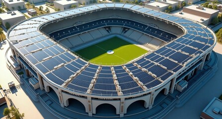 solar panels on a stadium roof 