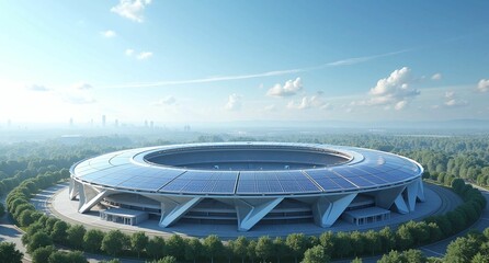 solar panels on a stadium roof 
