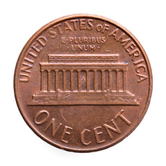 Wertseite einer neuen amerikanischen one cent M&uuml;nze mit dem Pr&auml;gedatum 1977
