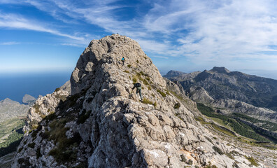 ascending to Penyal de Migdia, Puig major, Escorca, Natural area of the Serra de Tramuntana., Majorca, Balearic Islands, Spain