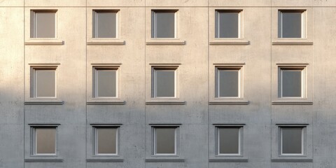 Obraz premium Modern Architectural Concrete Wall with Symmetrical Windows Design