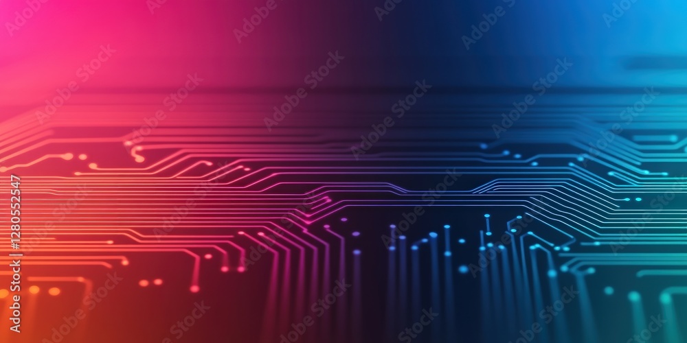 Aufkleber abstract circuit board design with vibrant colorful backgrounds