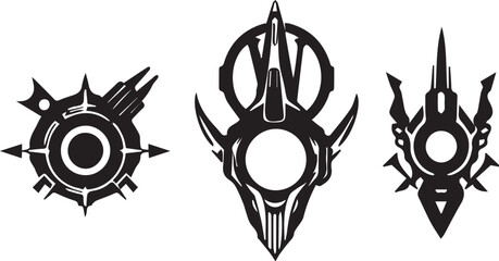 A set of futuristic items. Hand drawn vector illustration