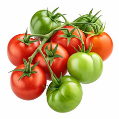 A bunch of tomatoes isolated on a transparent background.