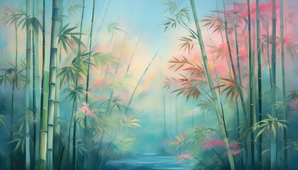 Bamboo forest landscape in painting style, part 20
