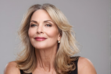 A woman with long blonde hair and a smile on her face