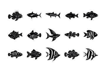 Obraz premium Fish silhouette vector bundle 