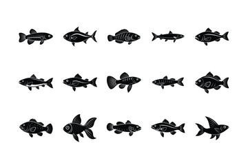 Obraz premium Fish silhouette vector bundle 