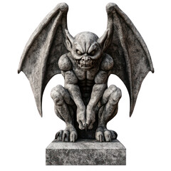 Cursed stone gargoyle statue isolated on transparent background
