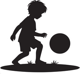 Child Playing with Ball Vector Illustration