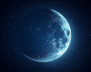 Naklejka premium Crescent Moon in Starry Night Sky