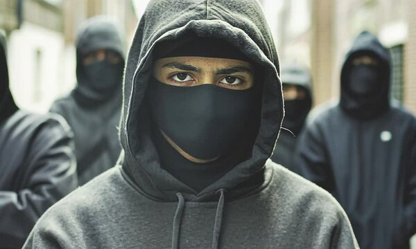Criminal gang on the street.