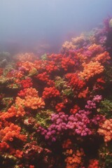 Naklejka premium Vibrant underwater scene filled with colorful corals and marine