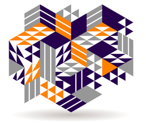 Abstract vector art with 3D isometric cubes geometric background, op art blocks with different forms isolated, polygonal graphic design, cubical theme.