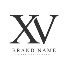 XV trendy logotype template. Initial letter x and v classic font style. Creative logo for company name or identity.