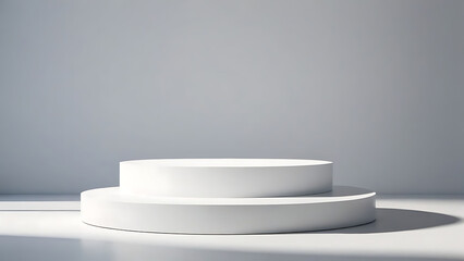 white podium with spotlights