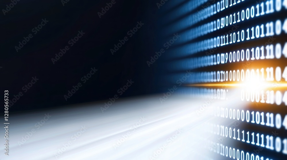 Aufkleber Abstract Digital Background with Binary Code and Light Effects