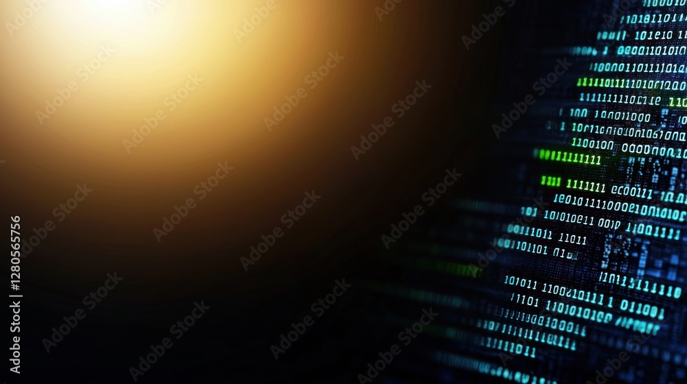 Poster Abstract Digital Background with Binary Code and Soft Light Effect