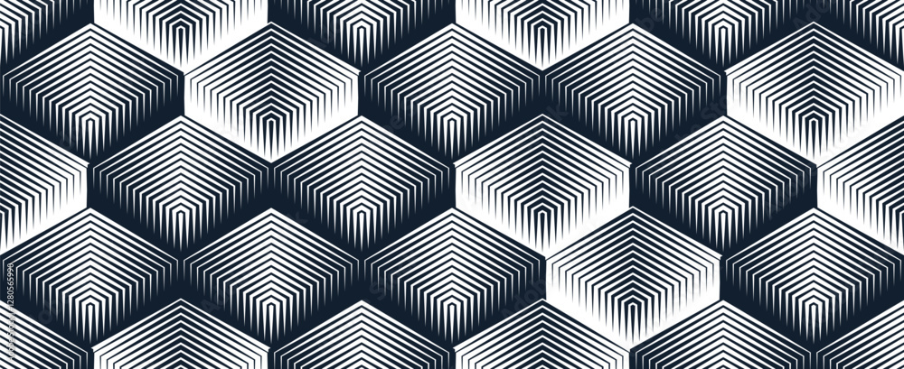 Canvas Prints cubes seamless pattern, abstract 3d optic background, trippy isometric linear polygon endless wallpa