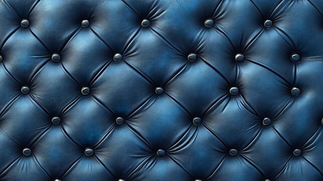 Deep blue tufted leather upholstery texture. - Powered by Adobe