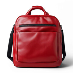 Naklejka premium Stylish red leather backpack with front pocket and zip closures