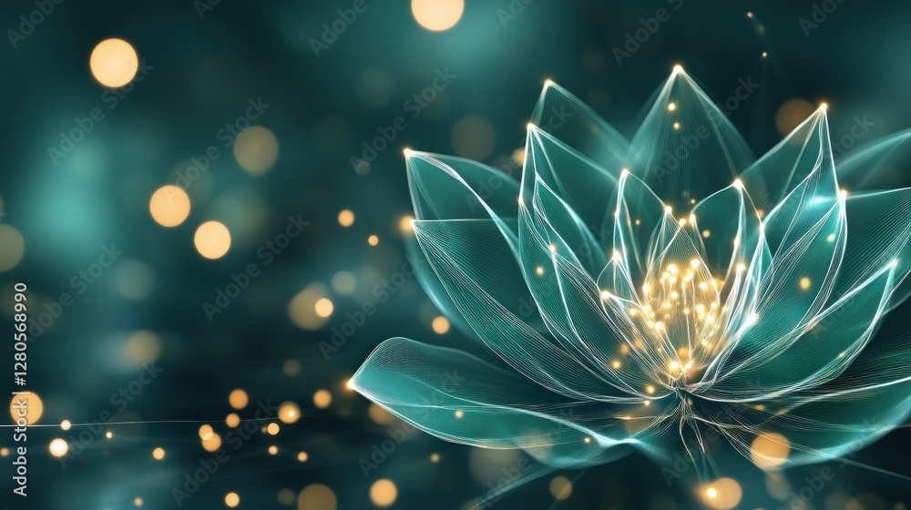 Poster ethereal light blue lotus flower with soft bokeh background