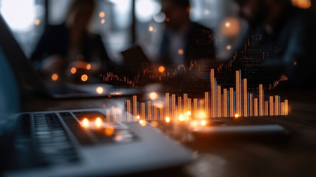 Digital analytics visualizations in a business meeting setting