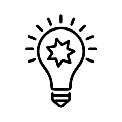 A lightbulb with a small starburst inside