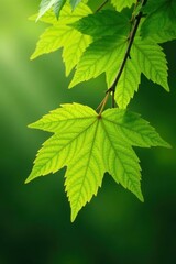 Fototapeta na wymiar Bright green beech leaves unfurl, delicate veins visible , vibrant, plant, beech tree